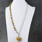 Украшения handmade. Livemaster - original item Necklace made of natural wooden jasper and chain, with a pendant. Handmade.