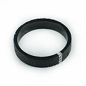 Украшения handmade. Livemaster - original item Black zirconia ring with diamonds and texture. Handmade.
