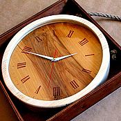 Для дома и интерьера handmade. Livemaster - original item Large wall clock made of wood in a wooden box. Ecoloft 350mm. Handmade.