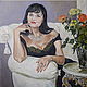 Woman portrait photo in interior with oil on canvas, 50h60 cm, Pictures, Murmansk,  Фото №1