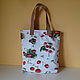 White Beach Bag with Strawberries Dense Durable Bag with Raspberry shopper. Beach bag. Mechty o lete. Ярмарка Мастеров.  Фото №6