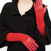 Винтаж handmade. Livemaster - original item Size 7.5.Demi-season long gloves from nature.leather and knitwear. Handmade.