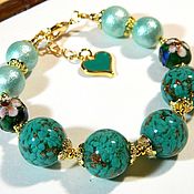 Украшения handmade. Livemaster - original item Cotton Pearl bracelet,cloisonne beads, lampwork.. Handmade.