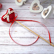Сувениры и подарки handmade. Livemaster - original item Decoration Decor Cake Topper, Flower Knitted Heart Red 22 cm. Handmade.