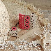 Украшения handmade. Livemaster - original item Cuff bracelet: Beige Coral Leather Bracelet. Handmade.