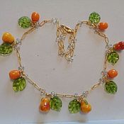 Украшения handmade. Livemaster - original item Necklace with lampwork beads and crystal jewelry. Handmade.