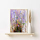 Mini painting with irises. A small painting with irises. Mini landscape, Pictures, Moscow,  Фото №1