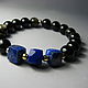 Order Bracelet with lapis lazuli and obsidian, 'As heaven'. Beautiful gifts for the good people (Alura-lights). Livemaster. . Bead bracelet Фото №3