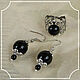 Jewelry set with black agate under silver (ring earrings), Jewelry Sets, Smolensk,  Фото №1