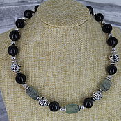 Украшения handmade. Livemaster - original item Choker necklace made of prehnite and obsidian. Handmade.