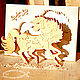 Beautiful interior souvenir. Puzzles from the tree `Golden Horse`. Handmade. Wooden toys from Grandpa Andrewski.

