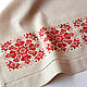 Towel with embroidery red pattern gray linen with hemstitch. Towels. EmbroideryINNAI. Online shopping on My Livemaster.  Фото №2