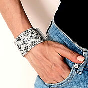 Украшения handmade. Livemaster - original item Women`s Bracelet Snakeskin Cuff Wide with Buttons. Handmade.