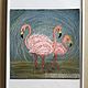 Pink flamingos oil pastel painting 'Rodnya' 280h280 mm. Pictures. Larisa Shemyakina Chuvstvo pozitiva (chuvstvo-pozitiva). Ярмарка Мастеров.  Фото №5