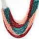 Bright colors. Beaded strands. Author's technique. Original striking massive beaded necklace. Large size.More beaded jewelry from Altania.
