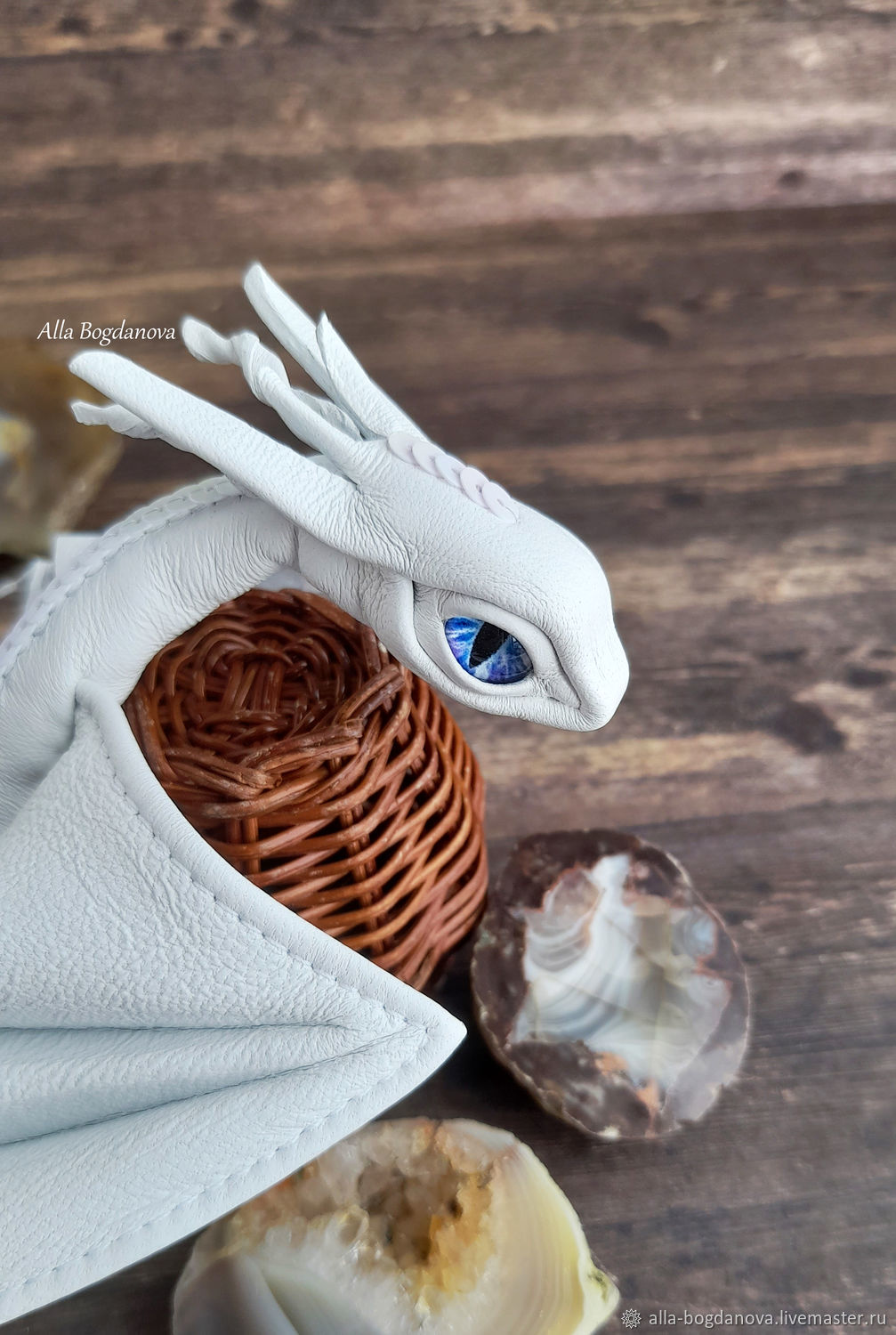 Белый дракон из кожи, Мягкие игрушки, Новосибирск,  Фото №1