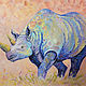 The picture with the rhinoceros oil on canvas. Pictures. Multicolor Gallery. My Livemaster. Фото №5