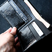 Сумки и аксессуары handmade. Livemaster - original item BIFOLD Wallet Purse made of Monitor lizard leather - Black. Handmade.