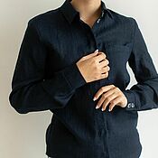 Одежда handmade. Livemaster - original item Sasha shirt, dark blue color. Handmade.
