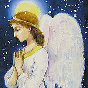 Открытки handmade. Livemaster - original item An angel prays An author`s Postcard or poster for Christmas. Handmade.