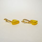 Украшения handmade. Livemaster - original item Earrings with amber Hearts, S-38. Handmade.