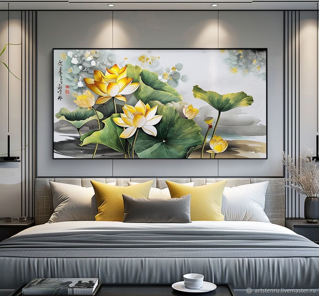 Интерьерная картина Желтые лотосы в интернет-магазине на Ярмарке ...