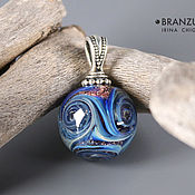 Украшения handmade. Livemaster - original item Lucky galaxy - lampwork glass ball pendant. Handmade.