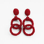 Украшения handmade. Livemaster - original item Earrings Rings: red. bead earrings. Handmade.