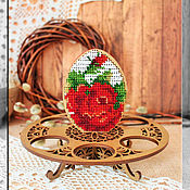 Сувениры и подарки handmade. Livemaster - original item Easter Egg Stand with embroidered rose. Handmade.