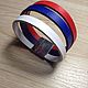 Tricolor leather bracelet with magnetic clasp, Cuff bracelet, St. Petersburg,  Фото №1