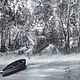 "Лодка на лесном озере" (холст/масло), Картины, Москва,  Фото №1