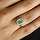 1.84 Cts Natural Rectangle Shape Bright Green Emerald & Round Engageme, Rings, West Palm Beach,  Фото №1