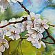 Картина с цветами Цветущая ветка Сакура Весенняя картина маслом Вишня ...