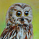 Painting Owl - 'little owl Kondrat', oil on canvas, 30 x 40, Pictures, Voronezh,  Фото №1