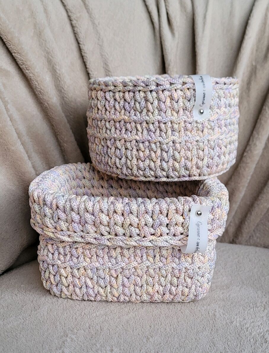 Вязанные корзинки из полиэфирного шнура – заказать на Ярмарке Мастеров ...