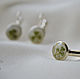 A set of jewelry with real clover. Round earrings and ring, Jewelry Sets, Samara,  Фото №1