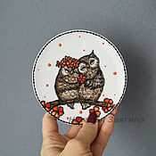 Картины и панно handmade. Livemaster - original item Decorative plate Owls. Hand painted. Gift. Handmade.