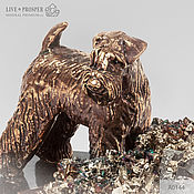 Для дома и интерьера handmade. Livemaster - original item Bronze dog breed Terrier with pyrite on a plate of dolerite. Handmade.