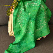 Аксессуары handmade. Livemaster - original item Cotton scarf with hand-painted Dandelion. Handmade.