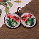 Earrings with embroidered flowers. Earrings. Anna's pretty things (flowertenderann). My Livemaster. Фото №4