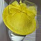 Желтая ассиметричная шляпка с бантом «Леди» из Синамей с вуалью. Шляпы. Анна Андриенко (Головные уборы). Ярмарка Мастеров.  Фото №6