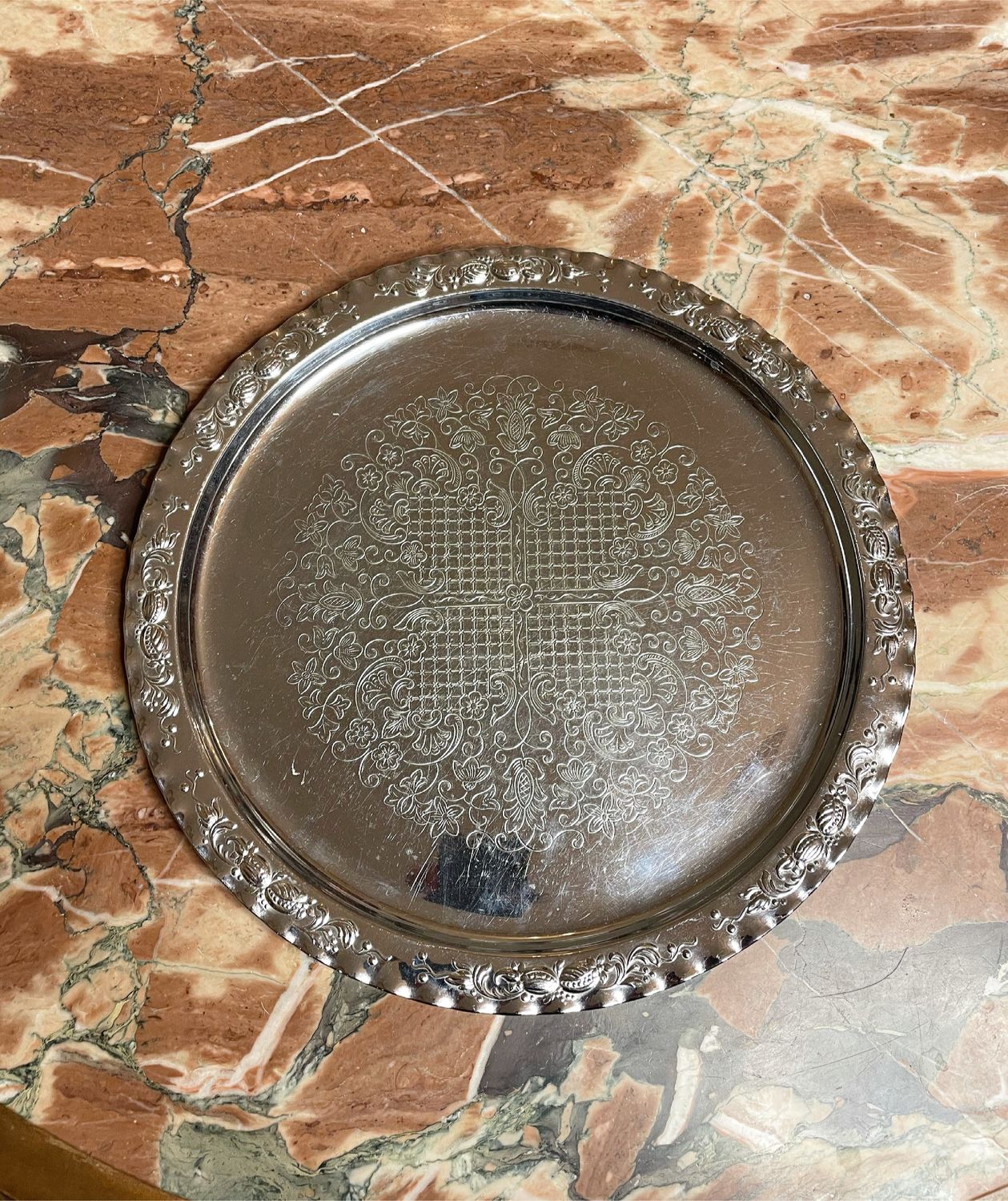 поднос зеркальный на ножках. эгломизе. подносы из меди и латуни 30с. подносы спб. подносы спб.