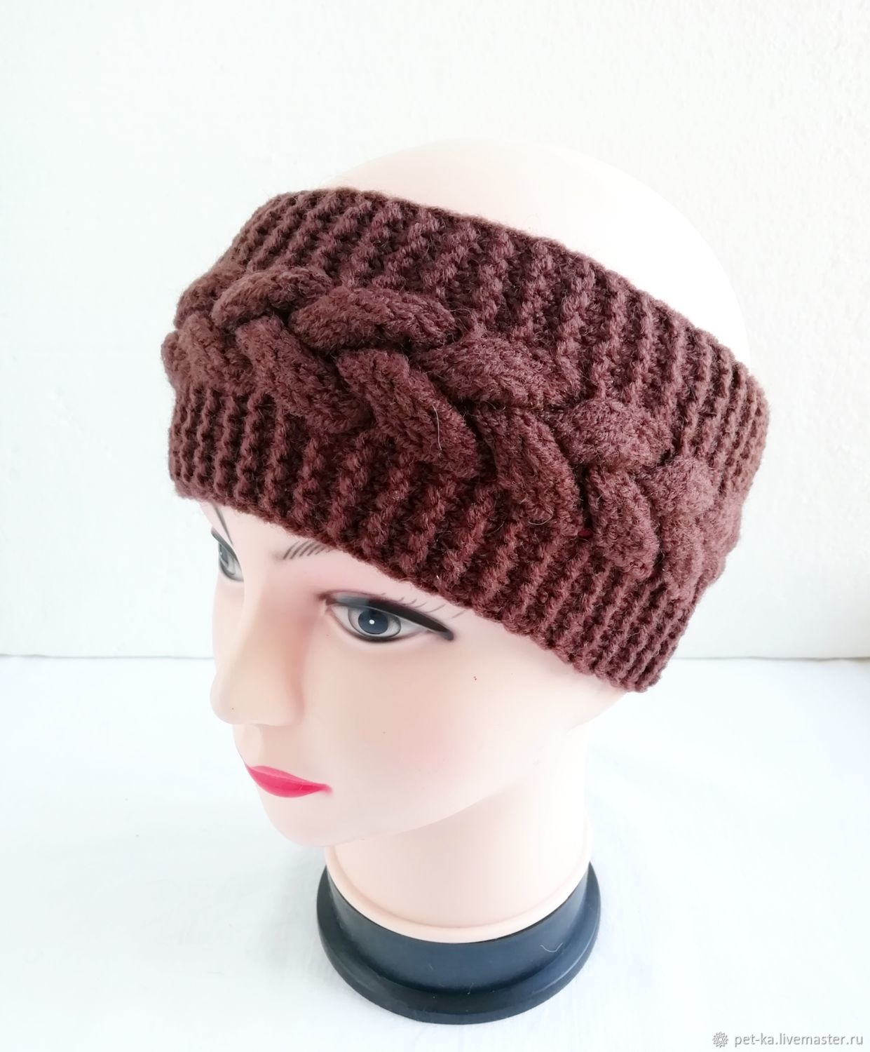 Повязка на голову вязаная с косой в интернет-магазине Ярмарка Мастеров ...