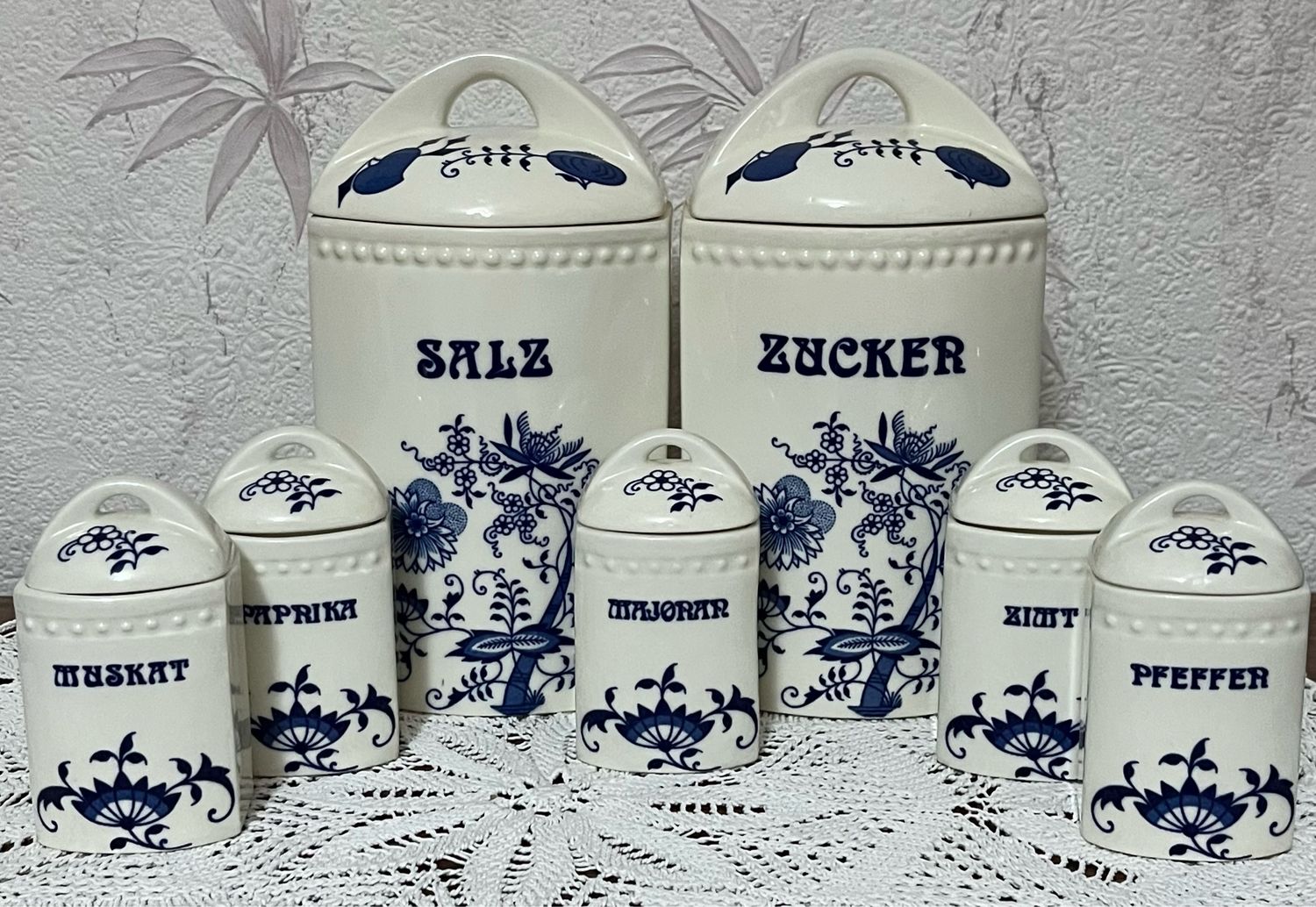 Винтаж: Винтажный набор банок для сыпучих продуктов, синий лук, Germany ...