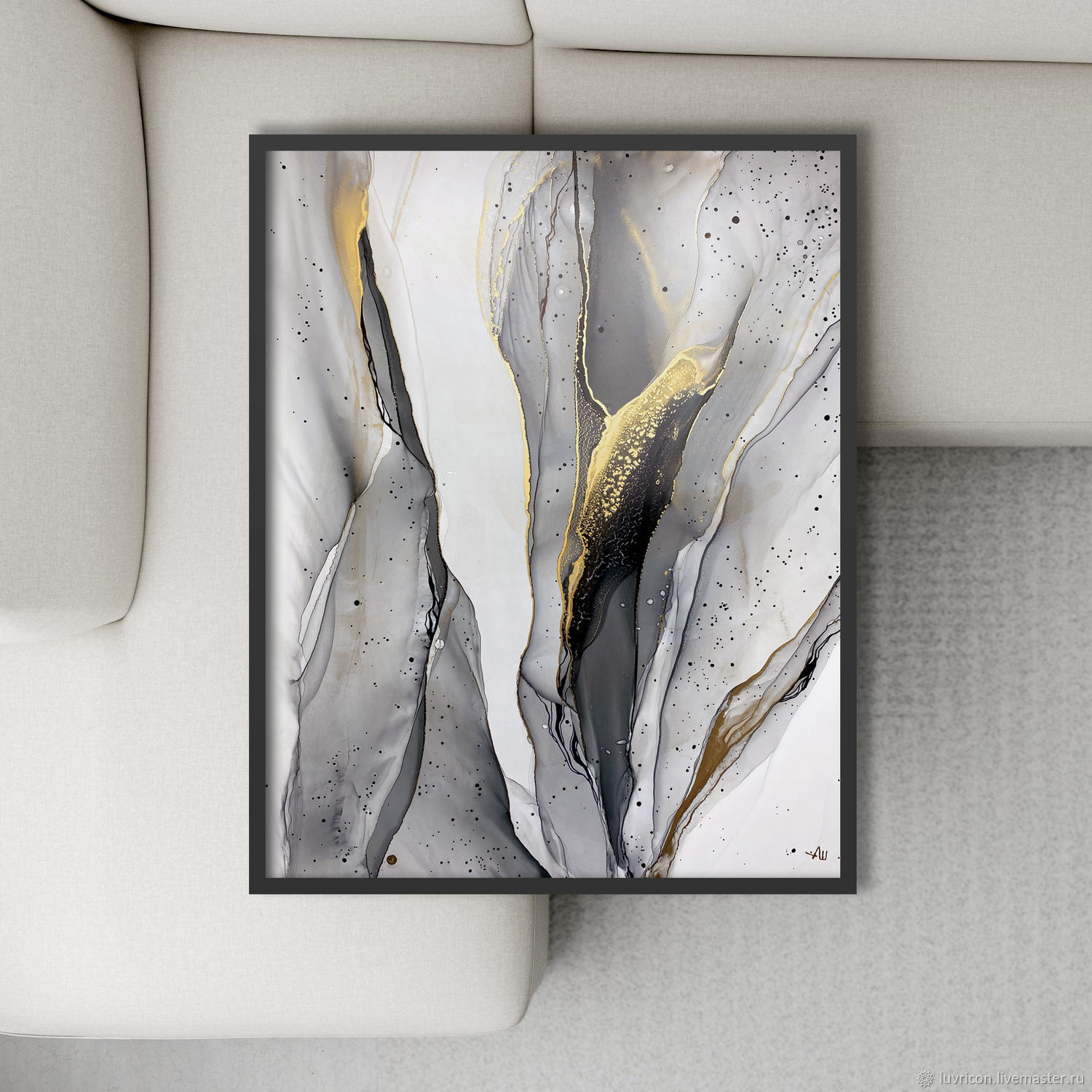 2 абстрактные картины с золотом «Голоса ливней» 40х50 см | alcohol ink ...