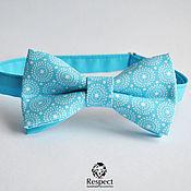 Аксессуары handmade. Livemaster - original item Blue tie butterfly Retro circles / butterfly-blue tie, gift. Handmade.