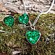 Stud earrings and pendant,heart shape.Emerald Mother of pearl. Jewelry Sets. MagicJewelr. My Livemaster. Фото №4