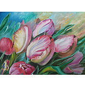 Картины и панно handmade. Livemaster - original item Paintings tulips bouquet 