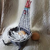 Поднос плетёный с ручками из джута