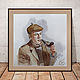 Painting with watercolours Sherlock (Holmes, grey & beige), Pictures, Yuzhno-Uralsk,  Фото №1